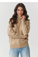 Jersey de cuello alto modelo 217392 Makadamia