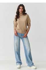 Jersey de cuello alto modelo 217392 Makadamia