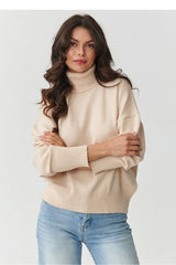 Jersey de cuello alto modelo 217393 Makadamia