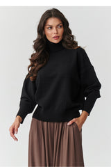 Jersey de cuello alto modelo 217395 Makadamia