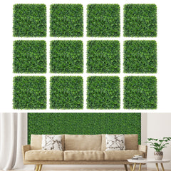 12 Piezas de Paneles Artificiales de Buxus de 50 x 50 CM Paneles de Pared de Césped de Fondo Verde con Protección Solar para Jardín y Patio