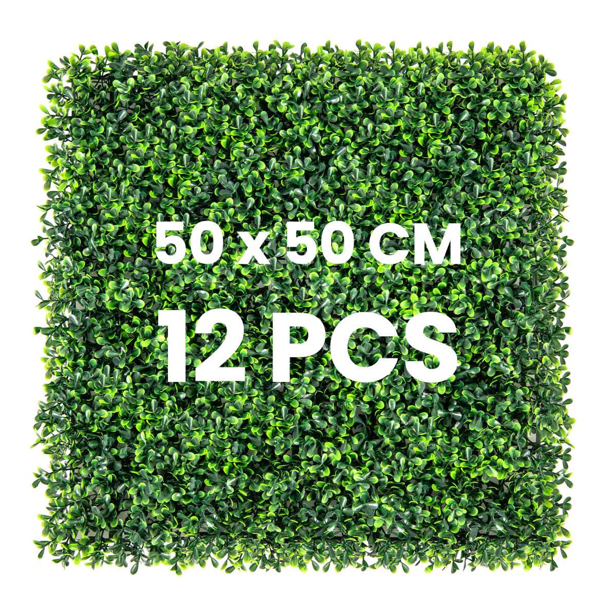12 Piezas de Paneles Artificiales de Buxus de 50 x 50 CM Paneles de Pared de Césped de Fondo Verde con Protección Solar para Jardín y Patio