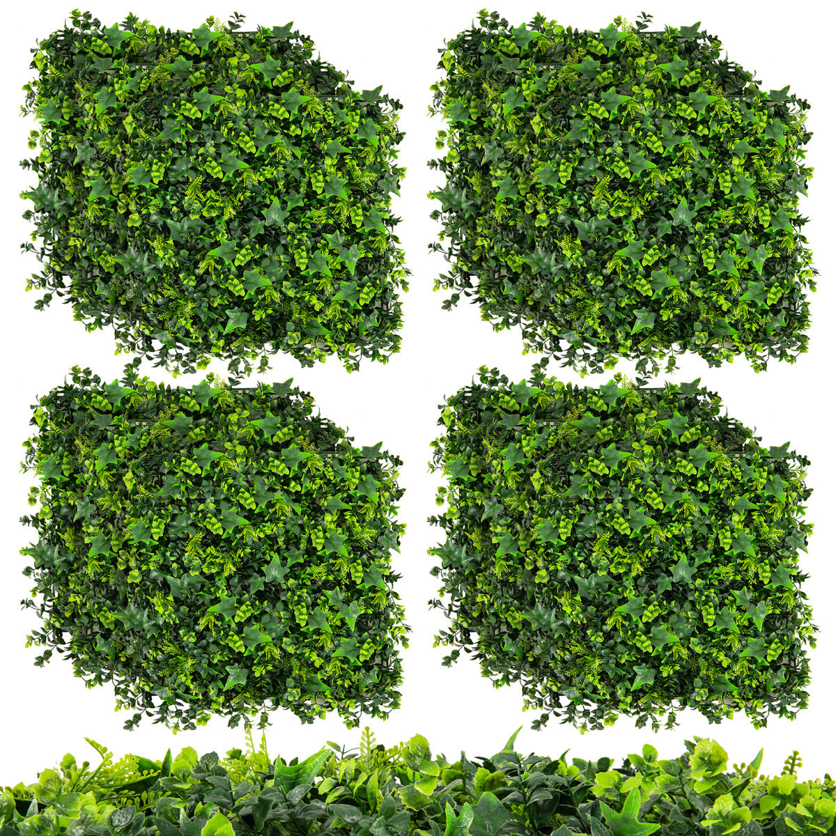 12 Piezas de Paneles de Pared de Césped Artificial 50 x 50 cm Paneles de Hiedra Falsa con Protección Solar Decoración para Jardín Patio