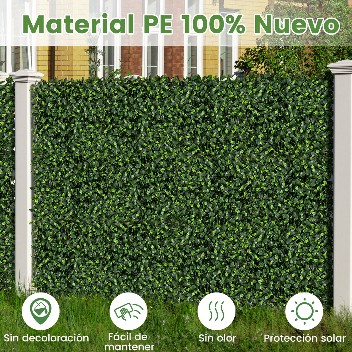 12 Piezas de Paneles de Pared de Césped Artificial 50 x 50 cm Paneles de Hiedra Topiaria Gardenia Falsa Fondo de Pared de Vegetación