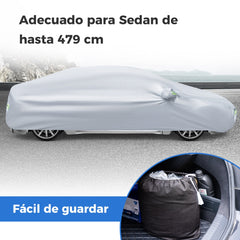 Funda Coche con Cremallera Tiras Reflectantes y Bolsa de Almacenamiento Funda para Auto para Rayos UV Lluvia y Nieve 479 x 173 cm Negro