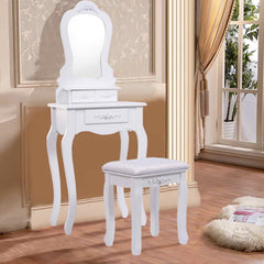Tocador de Maquillaje Escritorio Mesa con Taburete Espejo y 3 Cajones