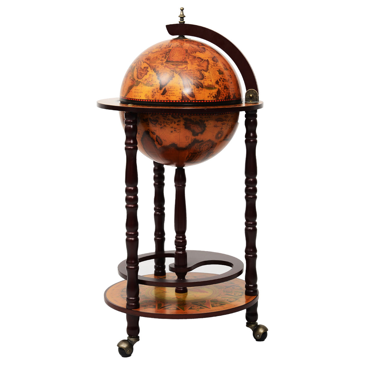 Globo Minibar Botellero Vintage Estante de Vino Carrito de Bar con Ruedas