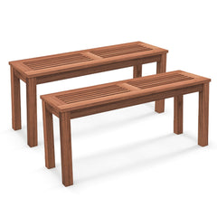 2 Banco de Madera Maciza para 2 Personas con Asiento de Listones Estructura de Madera Banco de Comedor para Patio 100 x 30,5 x 47 cm Natural