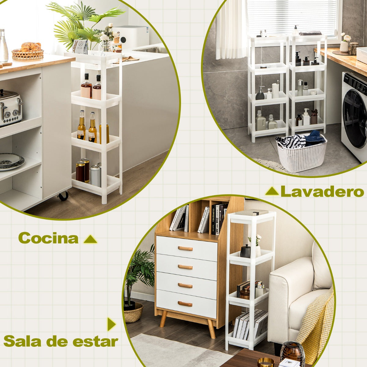 Juego de 2 Estantería de Esquina de Baño de Suelo de 3 Niveles con Orificios de Drenaje para Cocina Baño 36 x 23 x 99,5 cm Blanco