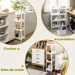 Juego de 2 Estantería de Esquina de Baño de Suelo de 3 Niveles con Orificios de Drenaje para Cocina Baño 36 x 23 x 99,5 cm Blanco