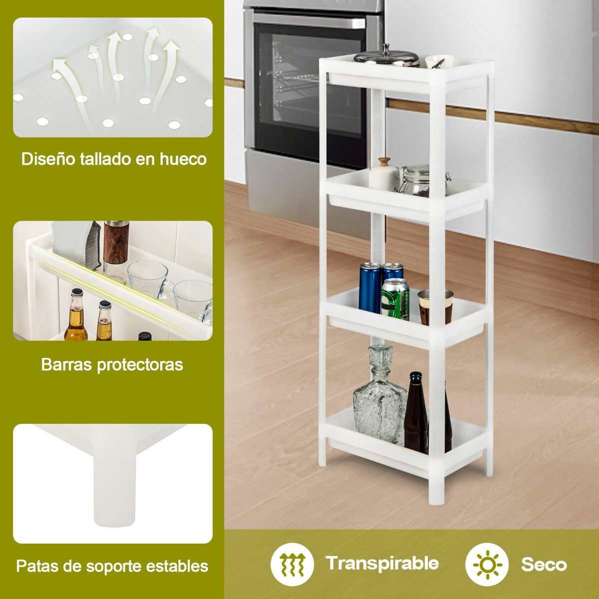 Juego de 2 Estantería de Esquina de Baño de Suelo de 3 Niveles con Orificios de Drenaje para Cocina Baño 36 x 23 x 99,5 cm Blanco