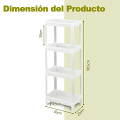 Juego de 2 Estantería de Esquina de Baño de Suelo de 3 Niveles con Orificios de Drenaje para Cocina Baño 36 x 23 x 99,5 cm Blanco