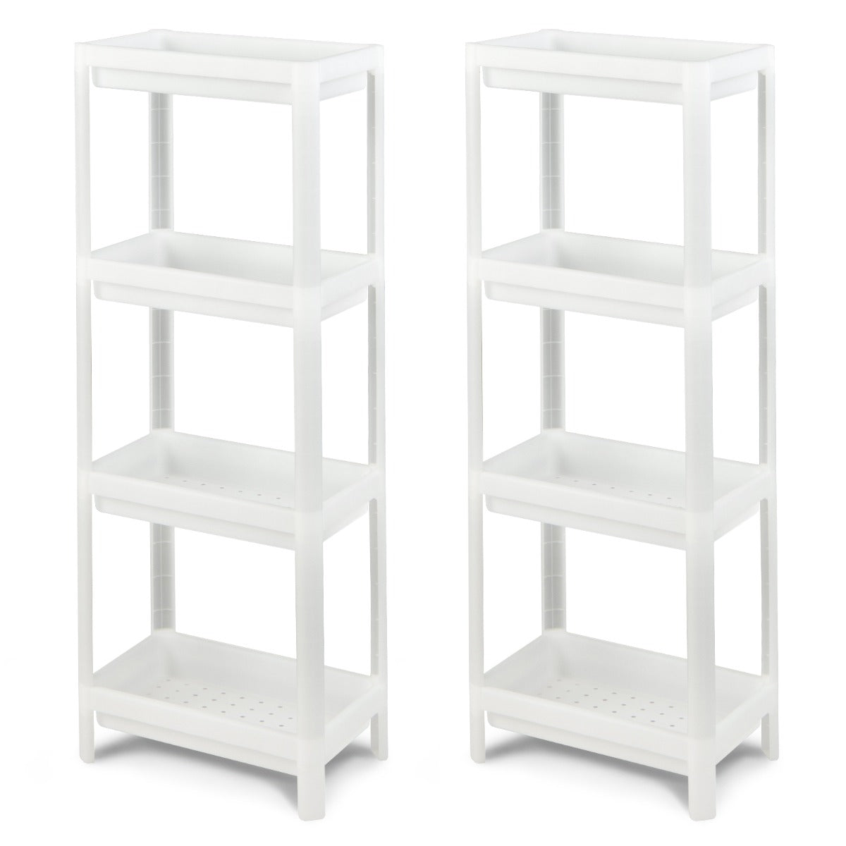 Juego de 2 Estantería de Esquina de Baño de Suelo de 3 Niveles con Orificios de Drenaje para Cocina Baño 36 x 23 x 99,5 cm Blanco