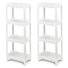 Juego de 2 Estantería de Esquina de Baño de Suelo de 3 Niveles con Orificios de Drenaje para Cocina Baño 36 x 23 x 99,5 cm Blanco