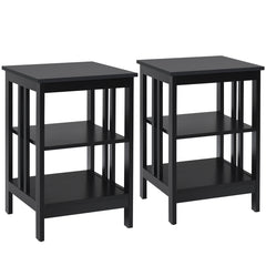 2 Mesilla de Noche con Barras de Refuerzo y Estructura Estable para Dormitorio Salón Pasillo 40 x 40 x 61 cm Negro