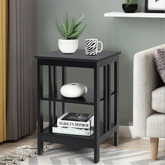 2 Mesilla de Noche con Barras de Refuerzo y Estructura Estable para Dormitorio Salón Pasillo 40 x 40 x 61 cm Negro