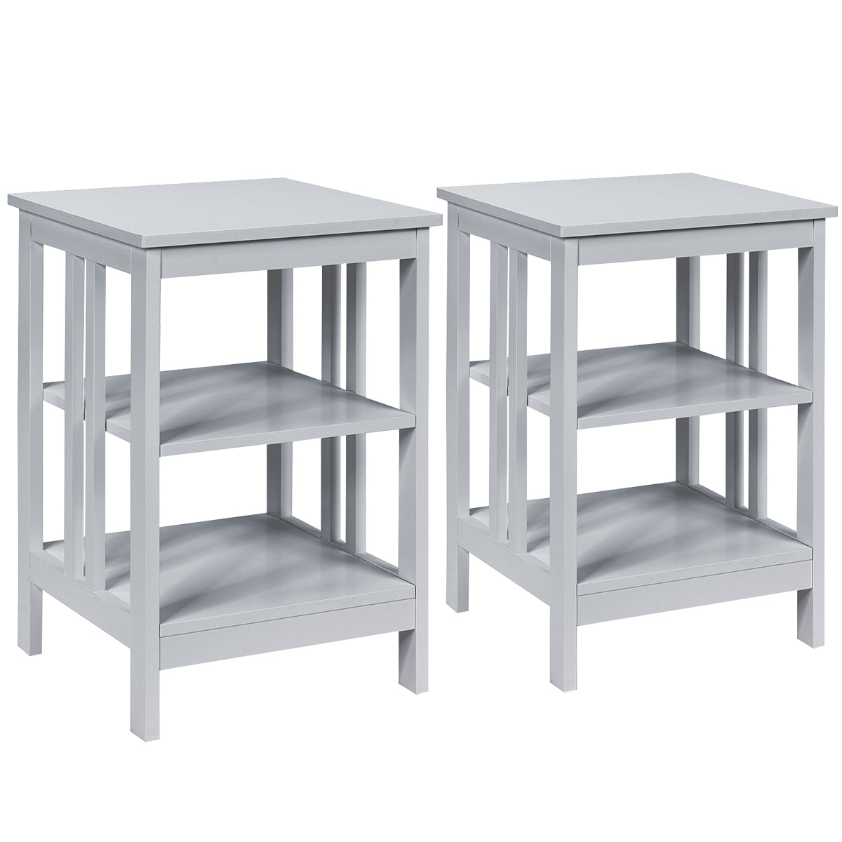 2 Mesilla de Noche con Barras de Refuerzo y Estructura Estable para Dormitorio Salón Pasillo 40 x 40 x 61 cm Blanco