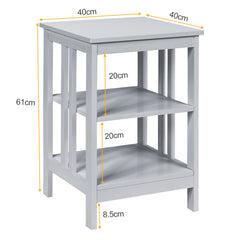 2 Mesilla de Noche con Barras de Refuerzo y Estructura Estable para Dormitorio Salón Pasillo 40 x 40 x 61 cm Blanco