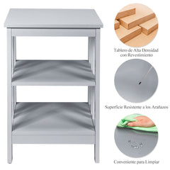 2 Mesilla de Noche con Barras de Refuerzo y Estructura Estable para Dormitorio Salón Pasillo 40 x 40 x 61 cm Blanco