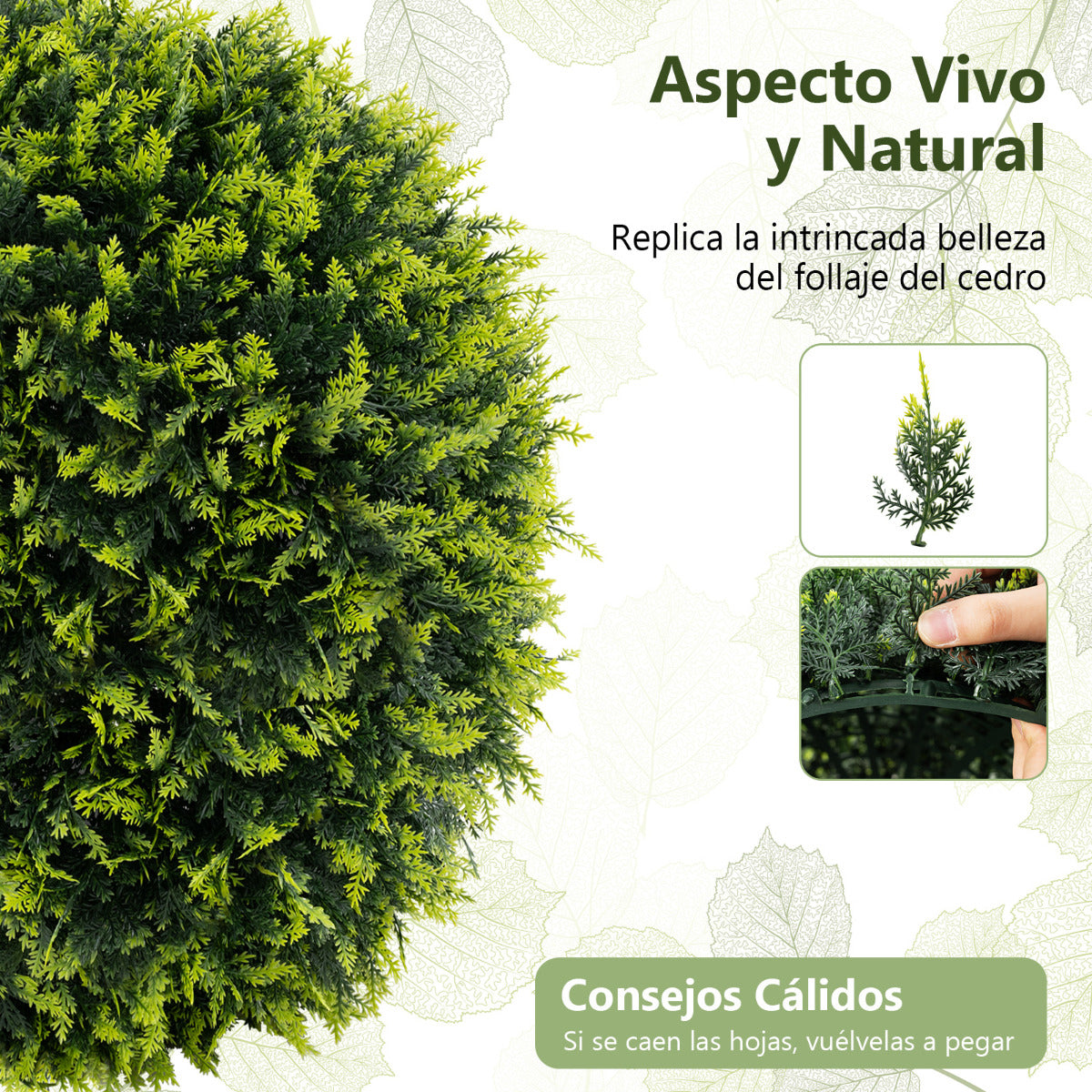 2 Piezas de Planta Artificial Bola de Ciprés 50 cm Bolas Decorativas Falsas para Interiores y Exteriores Esferas de Boj Topiario para Patio