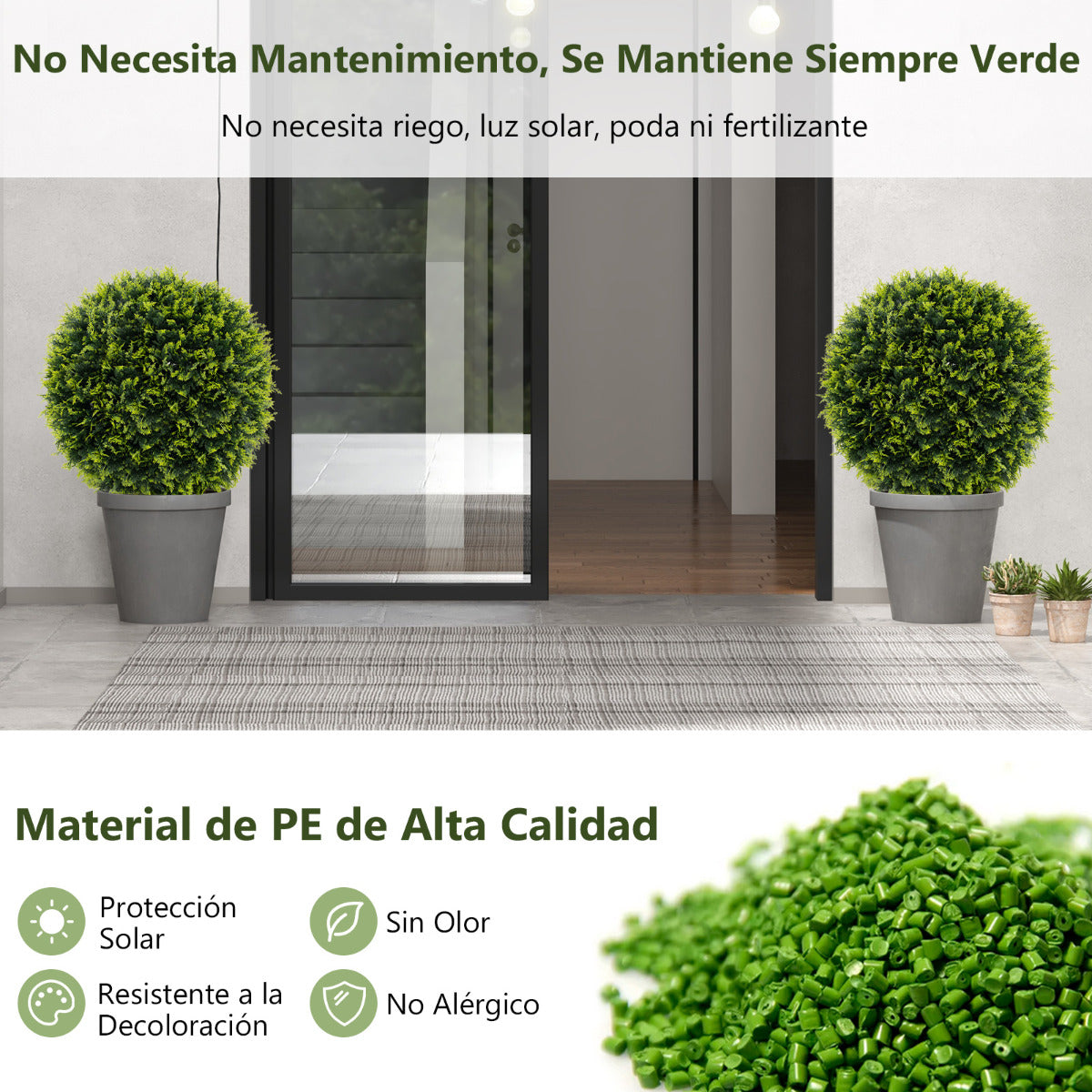 2 Piezas de Planta Artificial Bola de Ciprés 50 cm Bolas Decorativas Falsas para Interiores y Exteriores Esferas de Boj Topiario para Patio