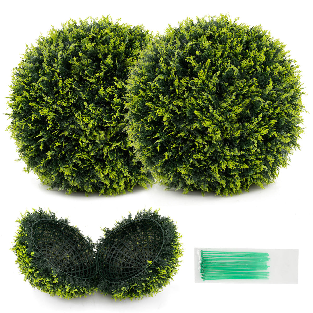 2 Piezas de Planta Artificial Bola de Ciprés 50 cm Bolas Decorativas Falsas para Interiores y Exteriores Esferas de Boj Topiario para Patio