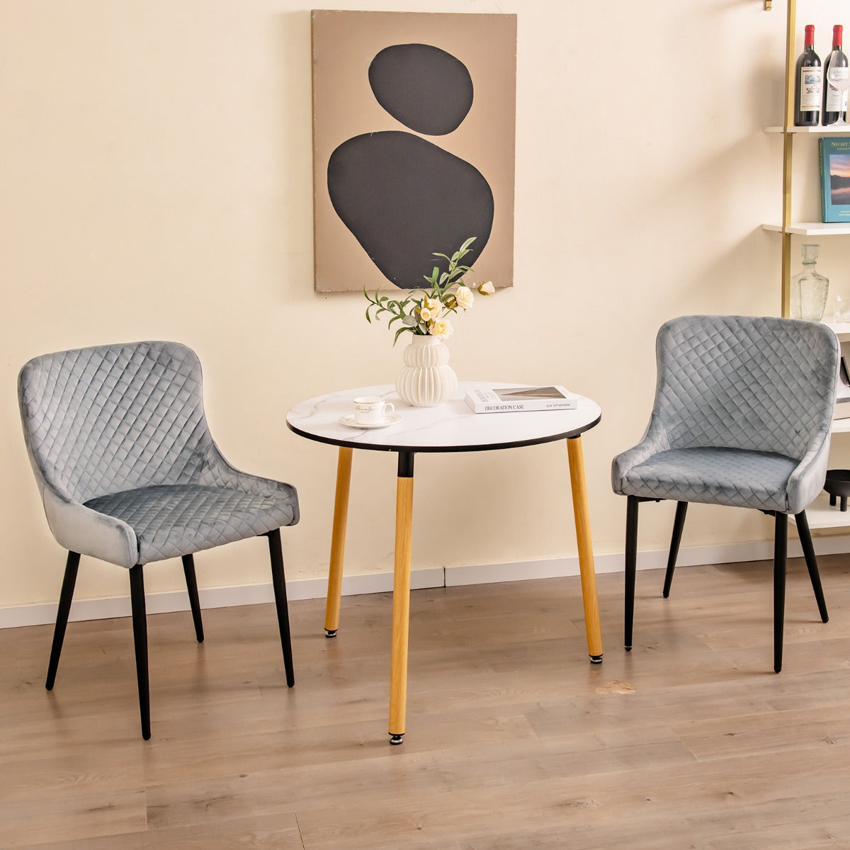 Juego de 2 Sillas de Comedor con Patas de Metal y Almohadillas Ajustables Silla de Cocina Moderna para Sala de Estar 60 x 52 x 80 cm Gris