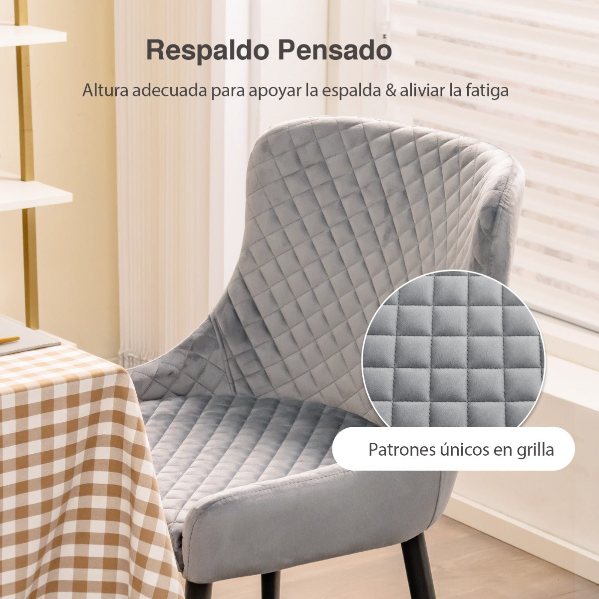 Juego de 2 Sillas de Comedor con Patas de Metal y Almohadillas Ajustables Silla de Cocina Moderna para Sala de Estar 60 x 52 x 80 cm Gris