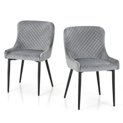 Juego de 2 Sillas de Comedor con Patas de Metal y Almohadillas Ajustables Silla de Cocina Moderna para Sala de Estar 60 x 52 x 80 cm Gris