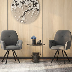 Juego de 2 Sillas Giratorias de Terciopelo Silla de Brazos con Patas de Metal y Almohadillas Antideslizantes 63 x 59 x 87 cm Gris