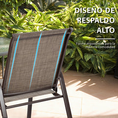 Juego de 2 Sillas de Comedor con Reposabrazos Curvos Tela Fácil de Secar Marco de Metal Reforzado Asiento Ancho para Piscina Gris