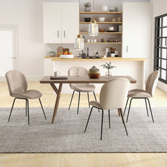 Juego de 2 Sillas de Comedor con Respaldo y Base de Metal Sillas de Terciopelo para Cocina Sala de Estar y Dormitorio 49 x 65 x 87 cm Café