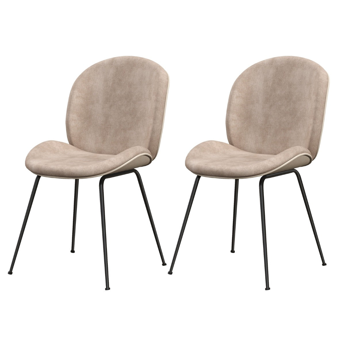 Juego de 2 Sillas de Comedor con Respaldo y Base de Metal Sillas de Terciopelo para Cocina Sala de Estar y Dormitorio 49 x 65 x 87 cm Café