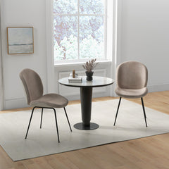 Juego de 2 Sillas de Comedor con Respaldo y Base de Metal Sillas de Terciopelo para Cocina Sala de Estar y Dormitorio 49 x 65 x 87 cm Café