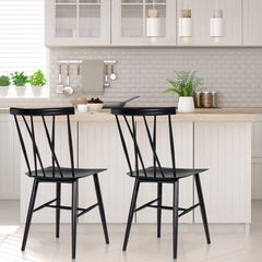 Juego de 2 Sillas de Metal para Comedor Silla Lateral en Forma de X para Bistro Café y Bar Carga 150 kg 40 x 53 x 82 cm Negro