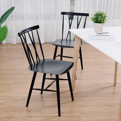 Juego de 2 Sillas de Metal para Comedor Silla Lateral en Forma de X para Bistro Café y Bar Carga 150 kg 40 x 53 x 82 cm Negro