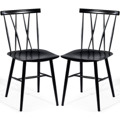 Juego de 2 Sillas de Metal para Comedor Silla Lateral en Forma de X para Bistro Café y Bar Carga 150 kg 40 x 53 x 82 cm Negro