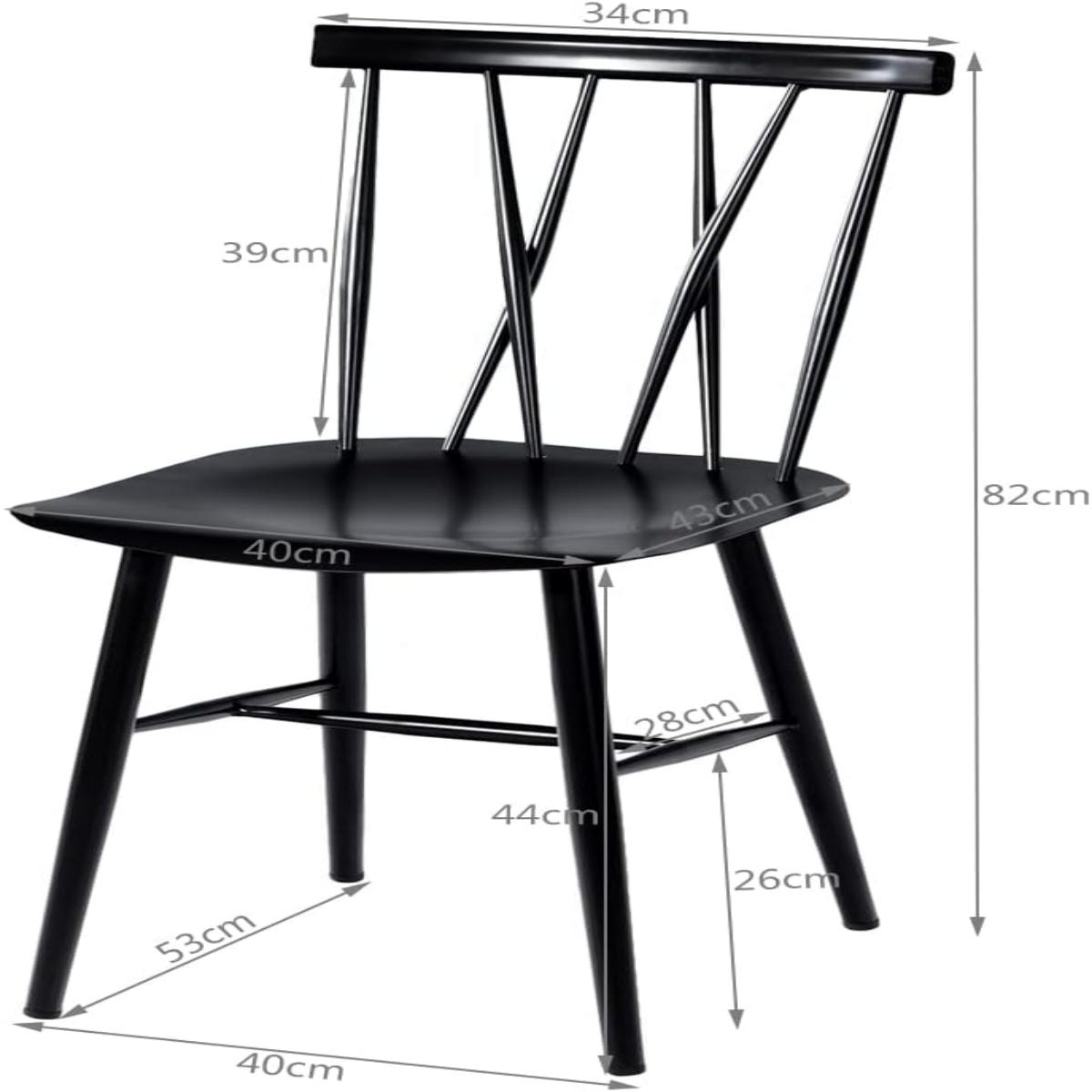 Juego de 2 Sillas de Metal para Comedor Silla Lateral en Forma de X para Bistro Café y Bar Carga 150 kg 40 x 53 x 82 cm Negro