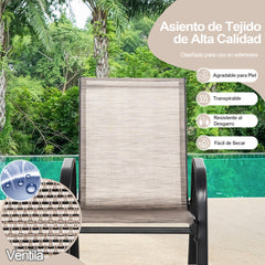 Juego de 2 Sillas Mecedoras Patio Ergonómicas Asiento de Textilene Balanceo Suave Carga 150kg para Exterior Terraza Jardín 91 x 62 x 86 cm