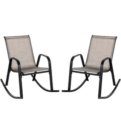 Juego de 2 Sillas Mecedoras Patio Ergonómicas Asiento de Textilene Balanceo Suave Carga 150kg para Exterior Terraza Jardín 91 x 62 x 86 cm