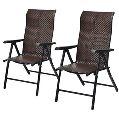 2 Sillas Plegables en Ratán para Patio Sillas Portátiles de Mimbre Altura Regulable para Jardín Balcón Exterior 69 x 58 x 85-112 cm