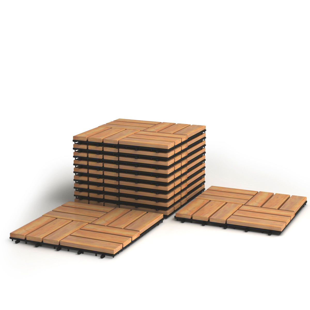 10 Azulejos de Madera de Acacia para Veranda Suelo de Interior y Exterior Marrón 30 x 30 x 2,5 cm