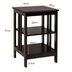 2 Mesita de Noche con Barras de Refuerzo Mesita Auxiliar Lateral de Sofá para Dormitorio Salón Pasillo 40 x 40 x 61 cm Marrón