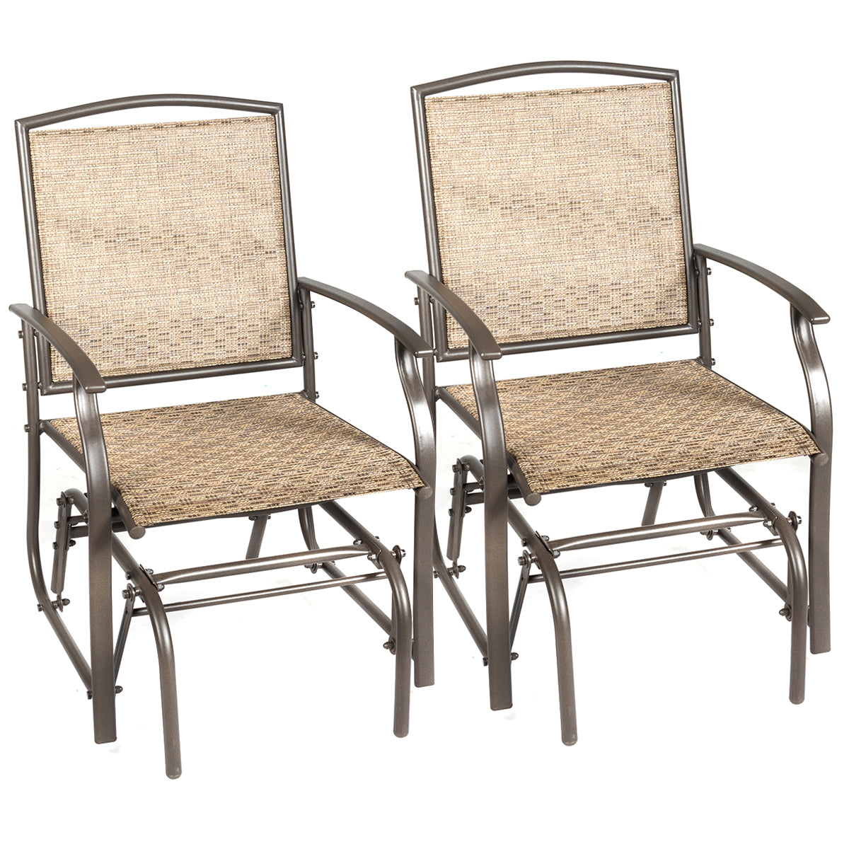 2 Mecedoras de Exterior con Estructura de Metal para Patio Jardín Veranda Piscina Césped Marrón 58 x 70 x 94 cm