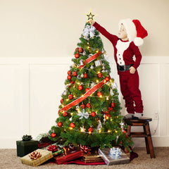 1,5m Árbol de Navidad Artificial con Base Metálica Material PVC Hogar Abeto Verde