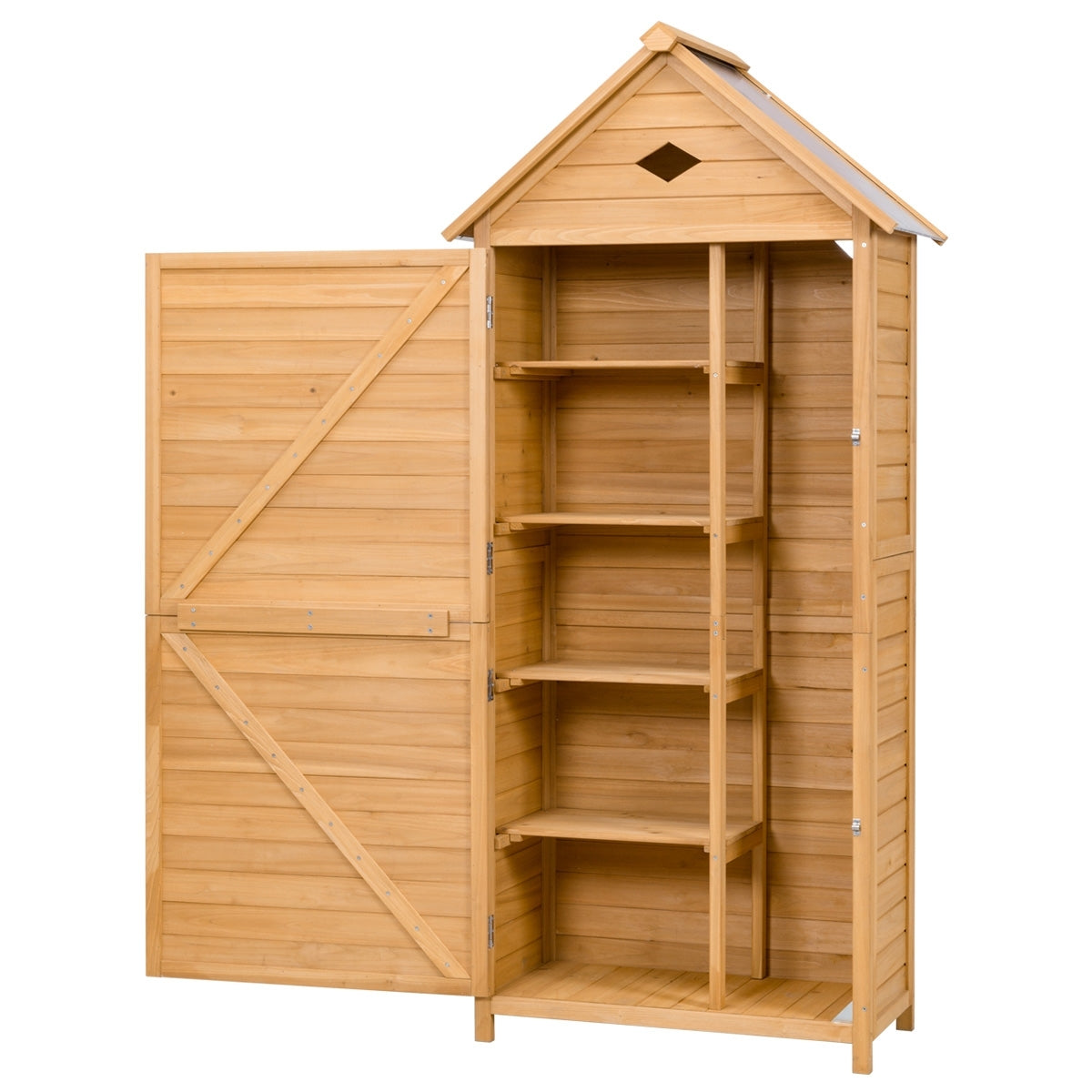 Caseta de Herramientas Cobertizo de Jardín Armario de Madera Compartimiento de Almacenaje 70x35,5x176 cm
