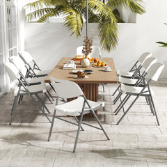 4 Sillas Plegables Asientos de Plástico Portátiles con Estructura de Metal y Manija de Transporte 58 x 45,5 x 84 cm Blanco