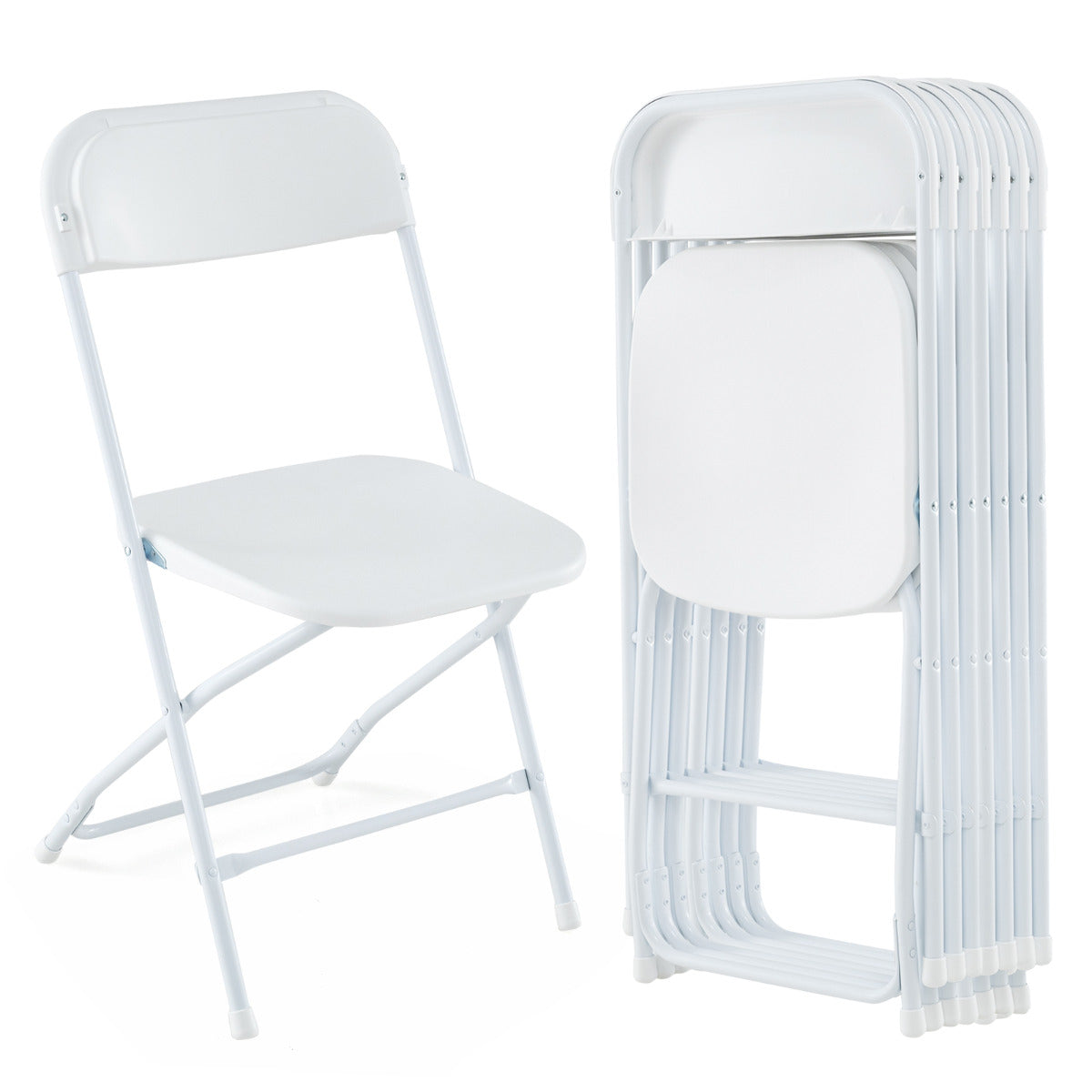 4 Sillas Plegables Portátil para Patio con Asiento y Respaldo de Plástico Marco de Metal Carga 350 kg Ligeras para Hogar Oficina Bodas