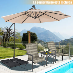 13 L 4 Soportes de Sombrilla Exterior Base para Sombrilla Rellenable de Arena y Agua HDPE Pie Sombrilla Cuadrada con Boquillas de Llenado