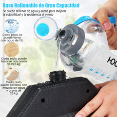 13 L 4 Soportes de Sombrilla Exterior Base para Sombrilla Rellenable de Arena y Agua HDPE Pie Sombrilla Cuadrada con Boquillas de Llenado